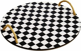 Tava PLT0237, negru/alb, lemn, 35x35 cm