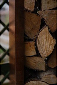 Magazie pentru lemne de grădină Stora 120 x 120 x 40 cm, corten CORGARDEN 1036