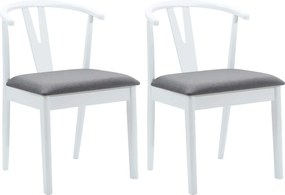 vidaXL Scaun de sufragerie 2 pcs Alb și gri Lemn Solid de Cauciuc