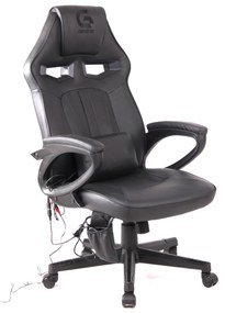 Scaun gaming cu masaj, pernă lombară, tetieră integrată, piele ecologică, SIG 781G5M7, Negru