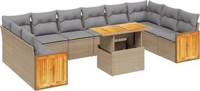 vidaXL Set canapele de grădină cu perne, 11 piese, bej, poliratan
