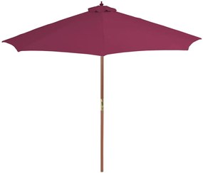 Umbrela de soare exterior, stalp din lemn, 300 cm, rosu bordo Rosu