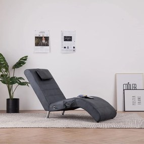 vidaXL Șezlong de masaj cu pernă, gri, piele întoarsă artificială