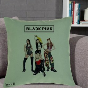 Perna Personalizata K-pop BLACKPINK Fotografie de Grup, 40x40 cm, Verde, Husa Detasabila, Perna Inclusa, BEKZ®