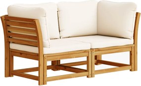 vidaXL Canapea de grădină cu perne, 2 locuri, lemn masiv de acacia