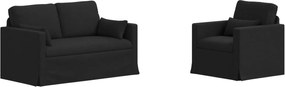 vidaXL Set de canapea 2 pcs Negru 139 x 78 x 80 cm țesătură