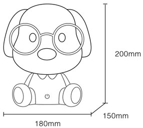 Veioză LED reîncărcabilă dimabilă de veghe pentru copii Globo 21761P PUPPY 1W/5V 500 mAh roz