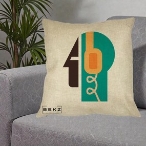Perna Personalizata Retro Casti Muzicale, 40x40 cm, Crem, Husa Detasabila, Perna Inclusa, BEKZ®