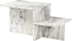 Masuta cafea HARMONY, alb cu efect de marmura, PAL, 80x40x40 cm