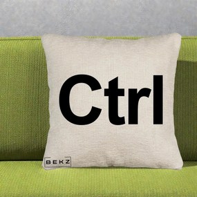 Perna Personalizata Tasta Ctrl Tipografie Bold, 40x40 cm, Bej Canapea, Husa Detasabila, Perna Inclusa, BEKZ®