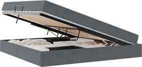 vidaXL Pat cu saltea și spațiu de depozitare Gri închis 200 x 200 cm