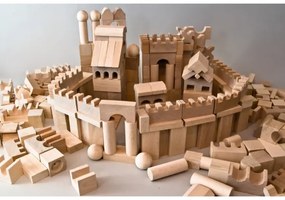 EkoToys - Set 220 cuburi din lemn natural