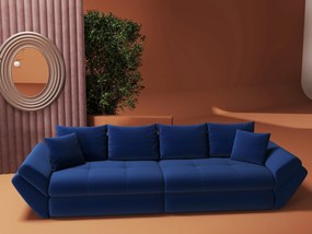 Canapea extensibilă dumonde cu ladă de depozitare si sezut confortabil din spuma high-density, Loana Royal Albastru 300x100 cm