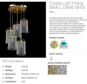 Lustra cu 5 pendule Cristal Bohemia Exclusive SMALL GAME 08-05