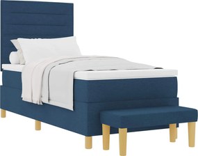 vidaXL Pat cu arcuri cu saltea albastru 90 x 200 cm țesătură