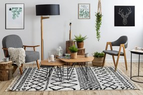 Covor PROMO Berber Safi N9040 albsi negru Franjuri shaggy pletos