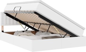 vidaXL Pat cu saltea și spațiu de depozitare Alb pur 140 x 190 cm
