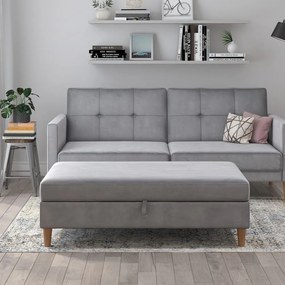 Taburet gri deschis cu tapițerie din catifea Lilly – Støraa