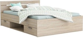 Cadru pat MICHIGAN NEW 140x200, stejar sonoma, PAL/metal, cu sertare p