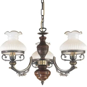 Candelabru cu 3 brate design italian din alama cu lemn 2810