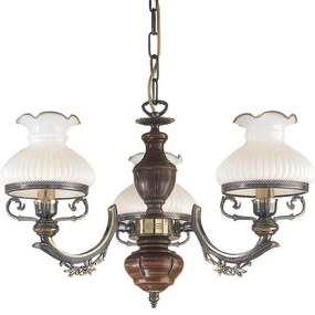 Candelabru cu 3 brate design italian din alama cu lemn 2810