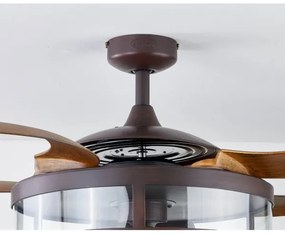 Ventilator LED de tavan CLASSIC FANAWAY 212925 3xE27/4W/230V maro + telecomandă