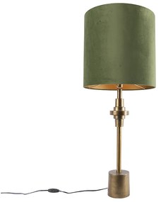 Lampă de masă cu abajur din catifea verde bronz 40 cm - Diverso