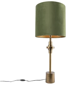 Lampă de masă cu abajur din catifea verde bronz 40 cm - Diverso