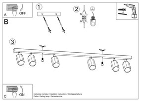 Spot ZEKE 6xGU10/40W/230V stejar Sollux SL.1032