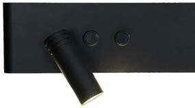 Aplica spot LED de perete RESORT, 10W/230V + 3W, negru, stânga