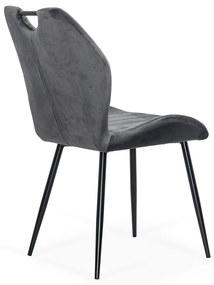 Scaun living gri din catifea cu cadru metalic si spatar ergonomic BUC 204