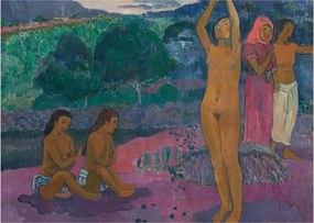 Tablou pe sticlă - Paul Gauguin, The Invocation, reproducere (70x50 cm)