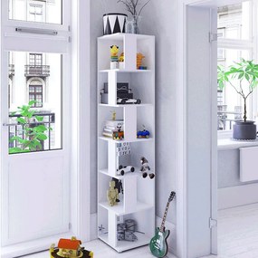 Etajera de colt 38x38x186 cm PAL Alb