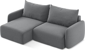 Colțar gri extensibil/cu spațiu de depozitare cu tapițerie din catifea (cu colț pe partea stângă/cu șezlong) Kalena – Makamii