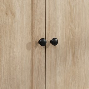 HOMCOM Bucătărie cu finisaj de stejar deschis, bufet de bucătărie cu rafturi ajustabile, sertar și nișă, pentru sala de mese, living, 74 x 39,5 x 183 cm, stejar deschis | Aosom Romania