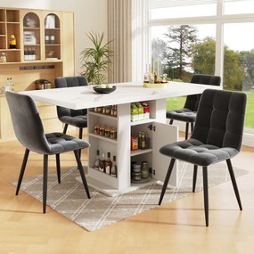 Masă de dining cu spațiu de depozitare, Alb | Aosom Romania