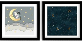 Tablouri pentru copii 2 buc. 33x33 cm Night - Wallity