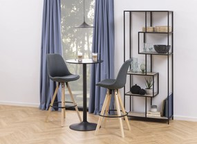 MAZZONI EXPORT KORFU Negru - MASĂ ÎNALTĂ DE BAR/BUCĂTĂRIE FURNIR PICIOR DIN OȚEL