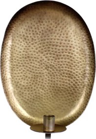 Sfeșnic de perete pentru lumânări, metal, finisaj alamă antichizată, 1 braț, 21 x 11,5 x 30,5 cm, „Margot"