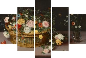 Tablou - Jan Brueghel the Elder, Flowers in a Basket and a Vase, reproducere (150x105 cm)