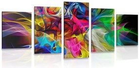 Tablou 5-piese haos colorat abstract