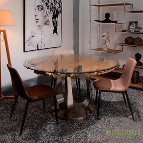 Masa design industrial-vintage cu blat din lemn de tec reciclat, Dexter 130cm DZ-94928