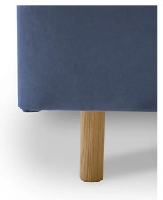 Pat matrimonial albastru tapițat cu somieră 160x200 cm Zee – Scandic