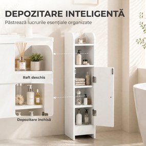 HOMCOM Dulap de Baie Îngust, Economisire de Spațiu, Alb | Aosom Romania