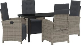 vidaXL Set de masă pentru grădină cu pernă 5 pcs Gri poliratan