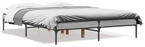 845039 vidaXL Cadru de pat, gri sonoma, 140x190 cm, lemn prelucrat și metal