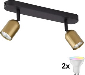 Spot LED RGBW reglabil TOP 2xGU10/6,5W/230V 2700-6500K auriu/negru