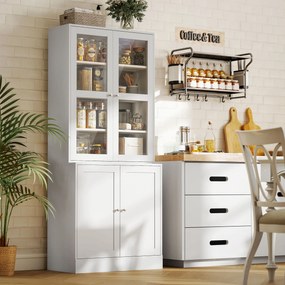 HOMCOM Mobilier de Bibliotecă cu 2 Dulapuri, Rafturi și Uși din Sticlă Alb | Aosom Romania