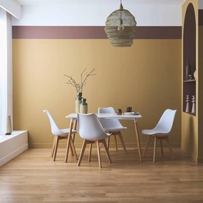 Set de 4 scaune de masă cu pernă din piele ecologică albă