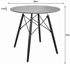 Masă rotundă ANELLO Dark Ash 80cm